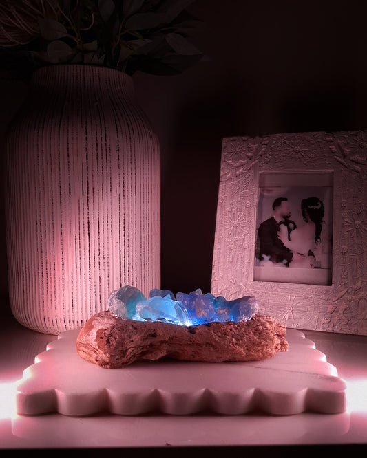 The Ocean Ridge Fluorite Lamp – Hand-Picked Mindil Timber