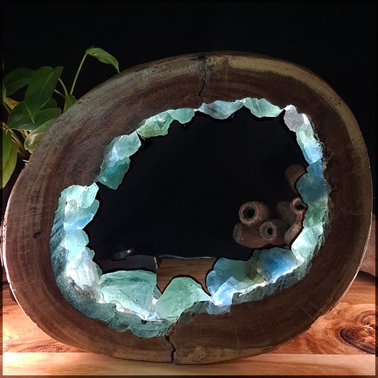 The Bushland Fluorite Geode Lamp – Authentic Hollowed Eucalyptus