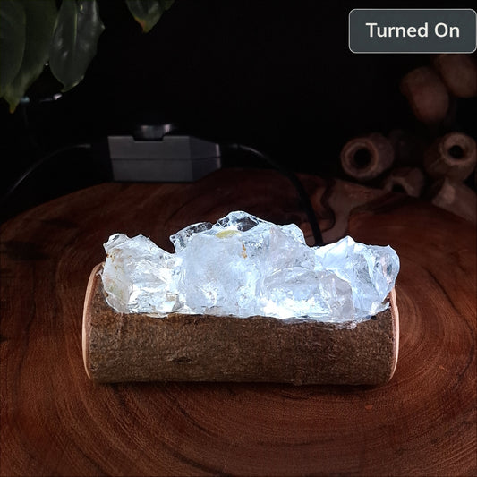 The Fina Mahogany & Icy Quartz Lamp