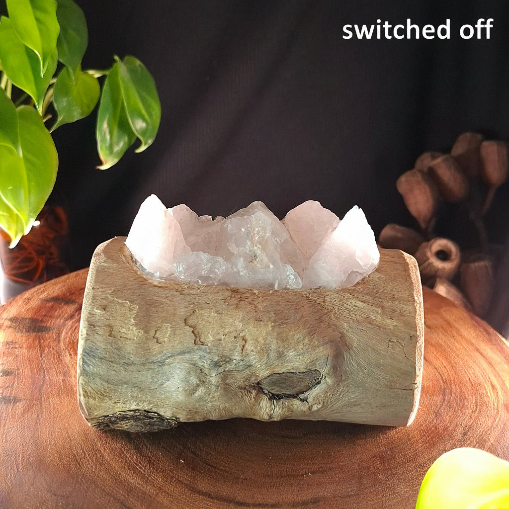 Rose Quartz & Mindil Driftwood Artisan Crystal Lamp