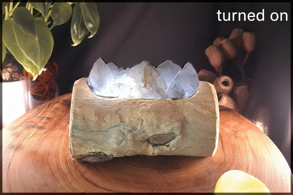 Rose Quartz & Mindil Driftwood Artisan Crystal Lamp