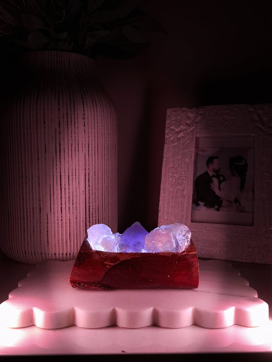 Raw Amethyst & Eucalyptus Artisan Crystal Lamp