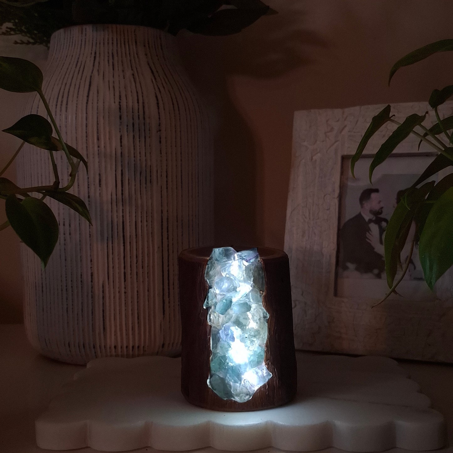 The Seafoam Fluorite & Fina Eucalyptus Lamp