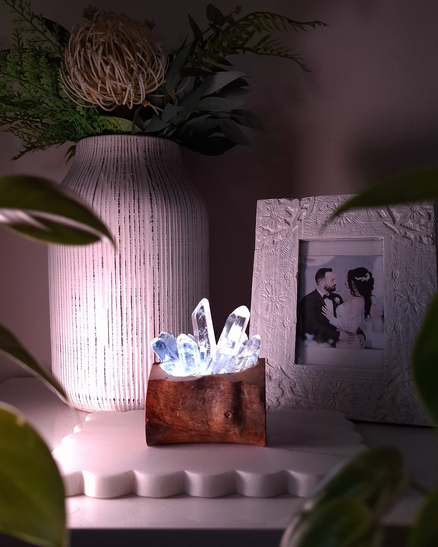 The Cyclone Fina Clear Quartz Cluster Lamp