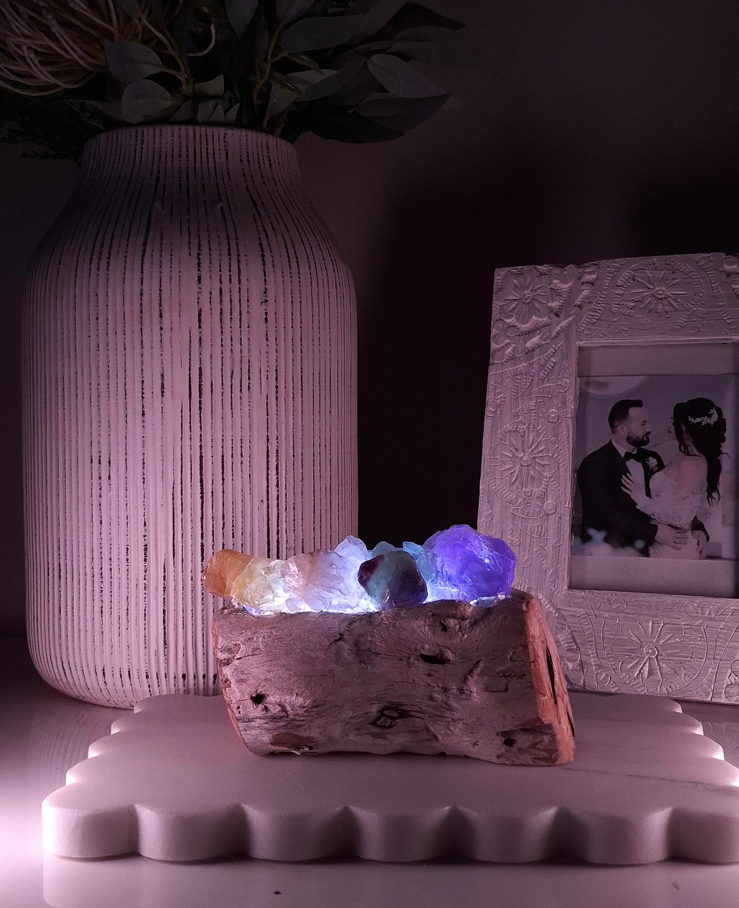 The Mindil Driftwood Rainbow Crystal Lamp
