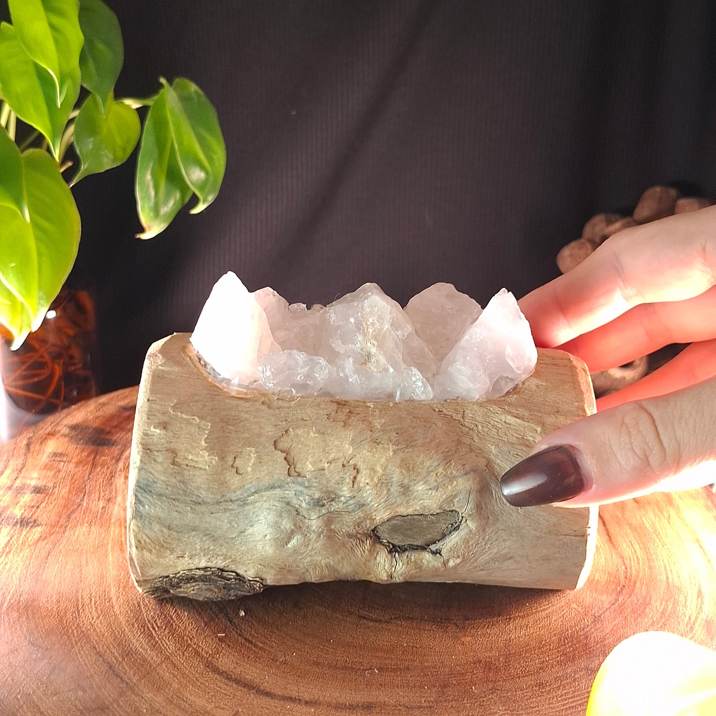 Rose Quartz & Mindil Driftwood Artisan Crystal Lamp