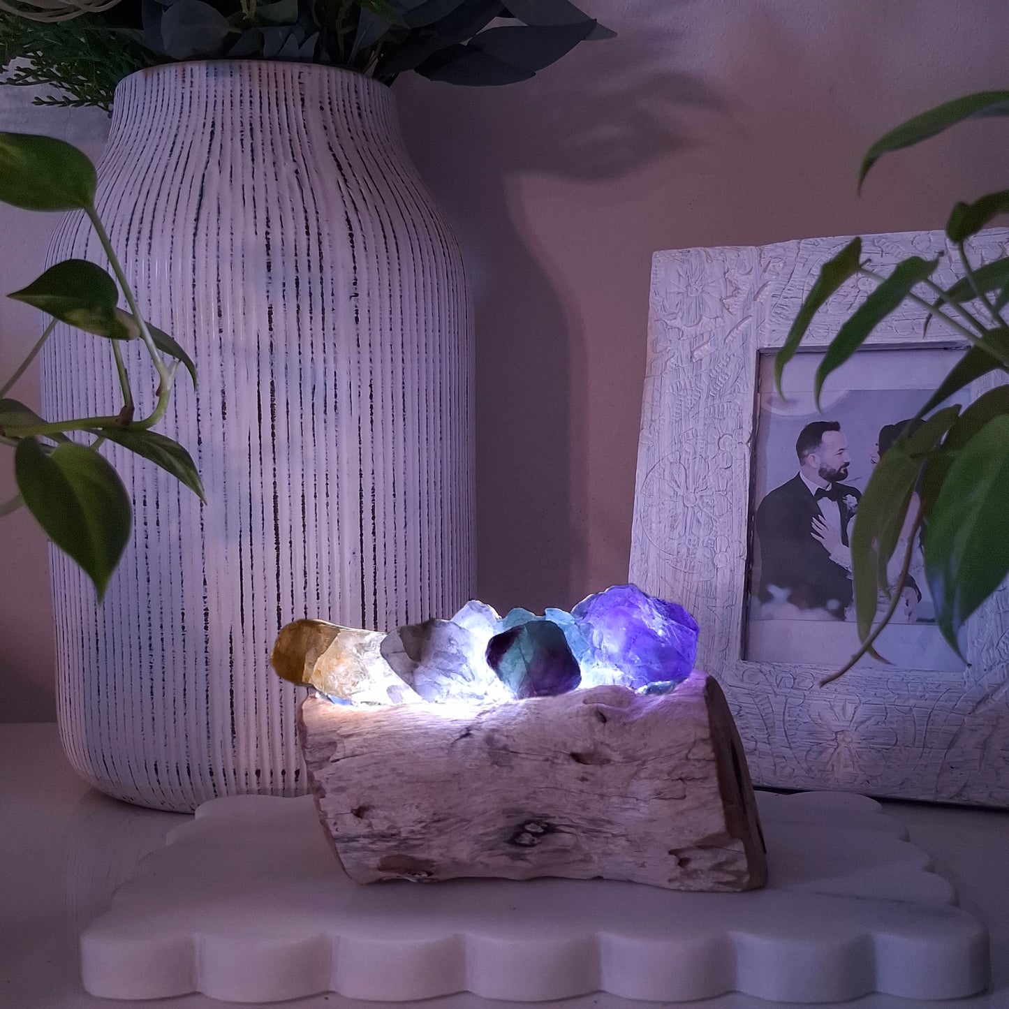 The Mindil Driftwood Rainbow Crystal Lamp