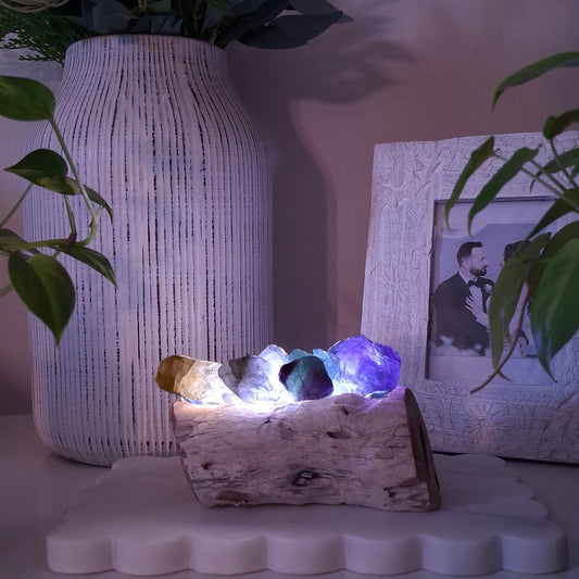 The Mindil Driftwood Rainbow Crystal Lamp